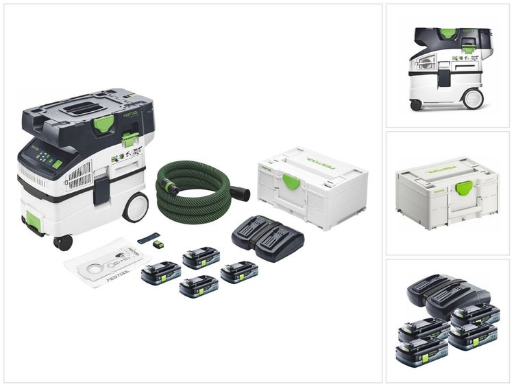 Festool CTLC MIDI Akku Absaugmobil 36 V ( 2x 18 V ) Staubkl. L + 4x Akku 4,0 Ah + Ladegerät + Systainer