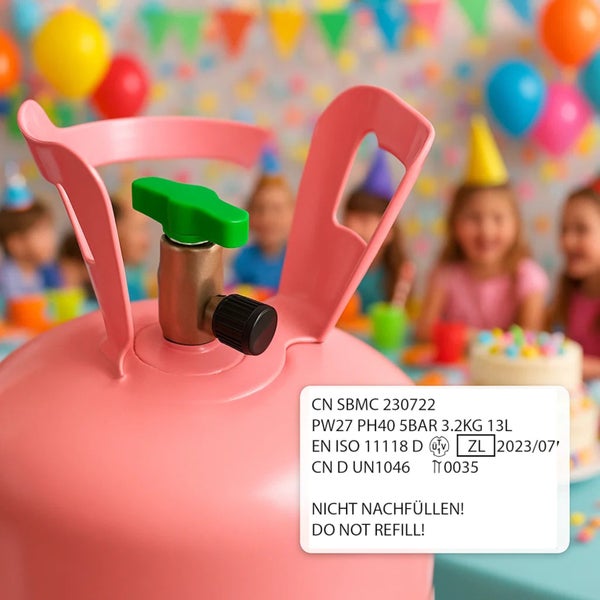 Heliumflasche zur Ballonbefüllung mit technischer Information