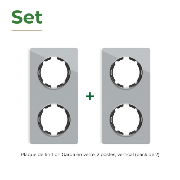 Set aus zwei vertikalen Abdeckrahmen Garda aus Glas für zwei Steckdosen