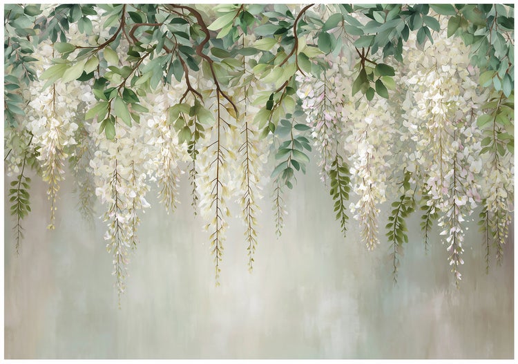 Dekorative Tapete mit Glyzinienmuster für den Innenbereich