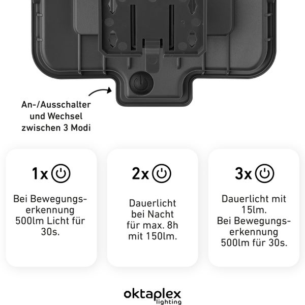 LED Solarstrahler warmweiß 3000K mit Bewegungsmelder mit 3 Modi Außenleuchte IP44 anthrazit