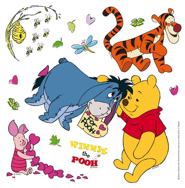 Disney Wandtattoo Pu der Bär Blau, Orange und Gelb - 30 x 30 cm - 600217