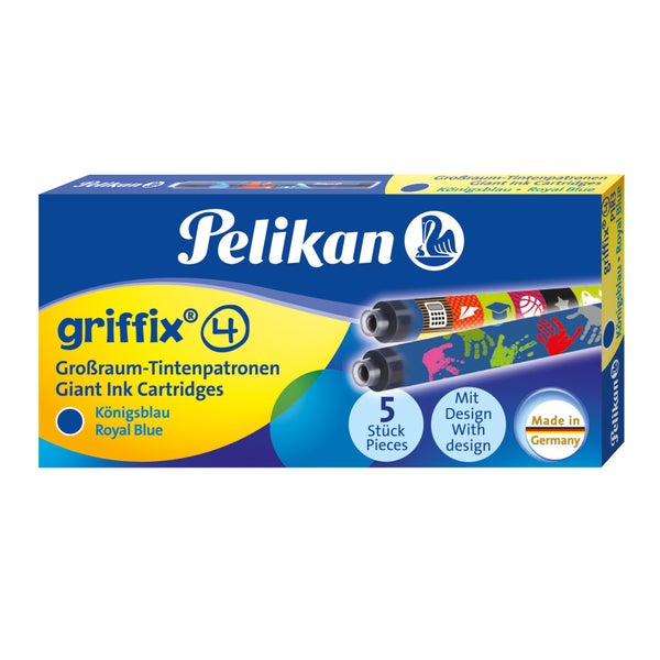 Pelikan Tintenpatronen griffix® Großraum königsblau, bunt bedruckt 5er Set