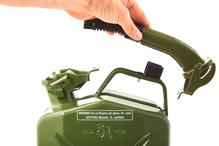 BW® Ausgießer flexibel für Kraftstoffkanister Metall Benzinkanister 5 / 10 / 20 Liter - Flex Standard mit Halterung für 5 Liter Kanister - Olivgrün - RAL 6003 - Made in Europe