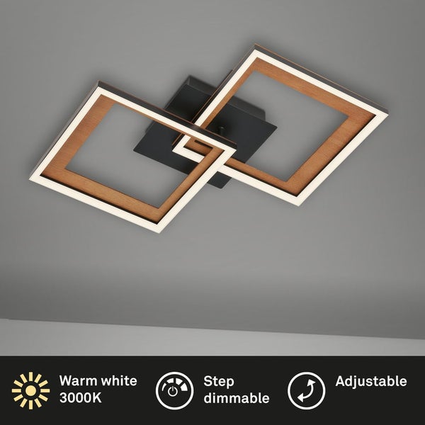 Briloner Leuchten FRAME - Wand-& Deckenleuchte - 3726015 - Stufenweise dimmbar - 3000K warmweiß - Memoryfunktion - Schwenkbar - 44 x 44 x 8 cm