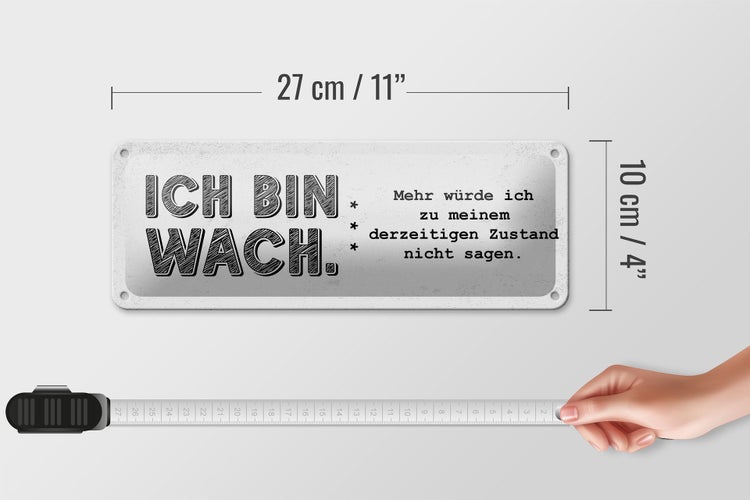 Blechschild Spruch lustig Zustand Ich bin wach 27x10cm Dekoration