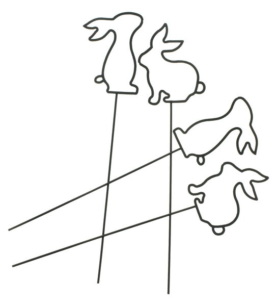 FRANK FLECHTWAREN|Blumenstecker Hasenbande, 4er Set, 7 x 30 cm, METALL