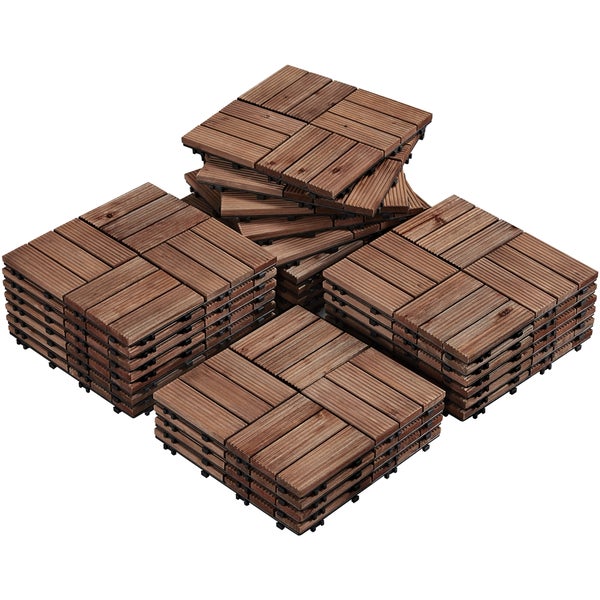 Quadratische Holzfliesen für den Außenbereich, Stapel