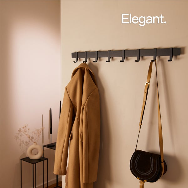 Designfabrik Hamburg Moderne Garderobenleiste  |  Wandgarderobe Schwarz 80cm