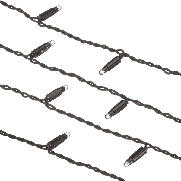 Lichterkette mit LED-Leuchtmitteln auf schwarzem Kabel