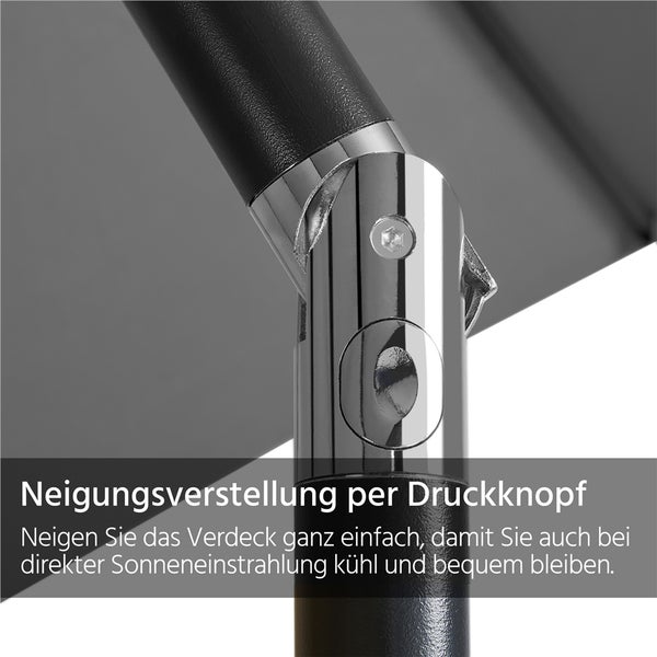 Detailansicht Mechanismus zur Neigungsverstellung für Sonnenschirm