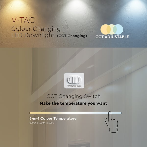 V-TAC Farbwechsel LED Downlight mit CCT-Einstellung