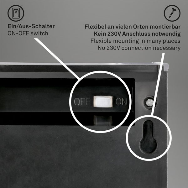 LED solar wall light, anthracite, 4xLED