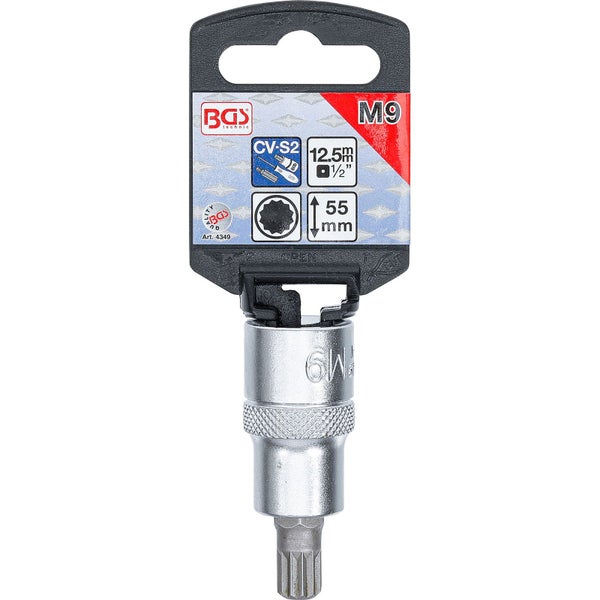 BGS Bit-Einsatz Antrieb Innenvierkant 12,5 mm (1/2) Innenvielzahn (für XZN) M9 - 4349