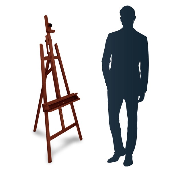 Holzstaffelei mit Personensilhouette