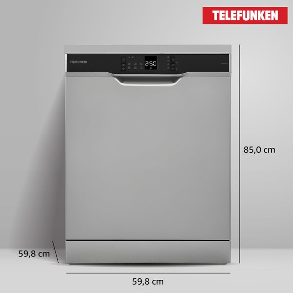 Telefunken Geschirrspüler freistehend 60cm Spülmaschine Silber 12 Maßgedecke 6 Programme AquaStop GFS6012DI