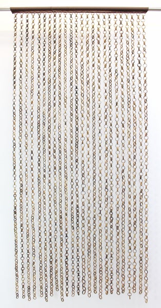 FRANK FLECHTWAREN | Türvorhang Ring in Ring, BAMBUS, LEINEN, ca. GH 185 cm, Breite 90 cm
