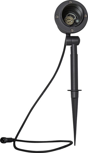 Gartenstrahler mit Erdspieß und offenem Lampengehäuse
