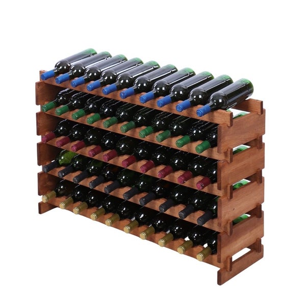 Weinregal VINOTECA FLEX PRO HxBxT 65x103x28cm 50 Flaschen auf 5 Ebene Massives Kiefernholz Braun geölt
