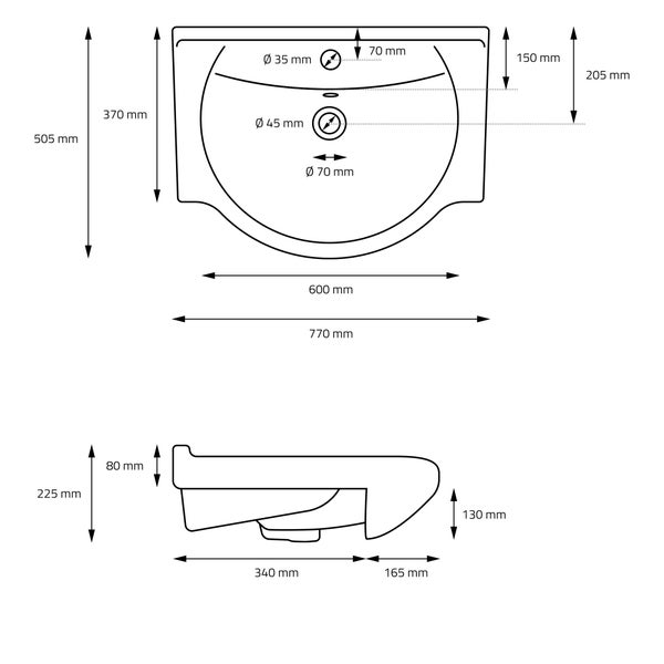 ML-Design Waschbecken Keramik Schwarz matt 77x50,5x22,5 cm Oval mit Ablaufgarnitur, Einbauwaschbecken mit Hahnloch, Überlauf, Aufsatzwaschbecken Einbauwaschtisch Waschschale Waschplatz Handwaschbecken
