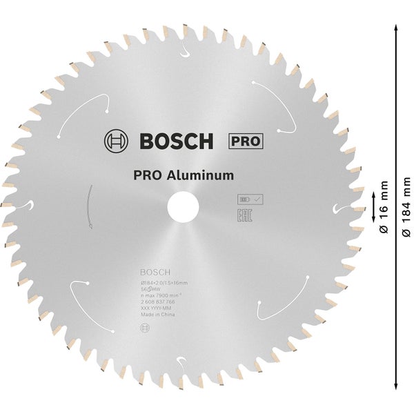 Bosch Pro Aluminium Sägeblatt, Durchmesser 184 Millimeter