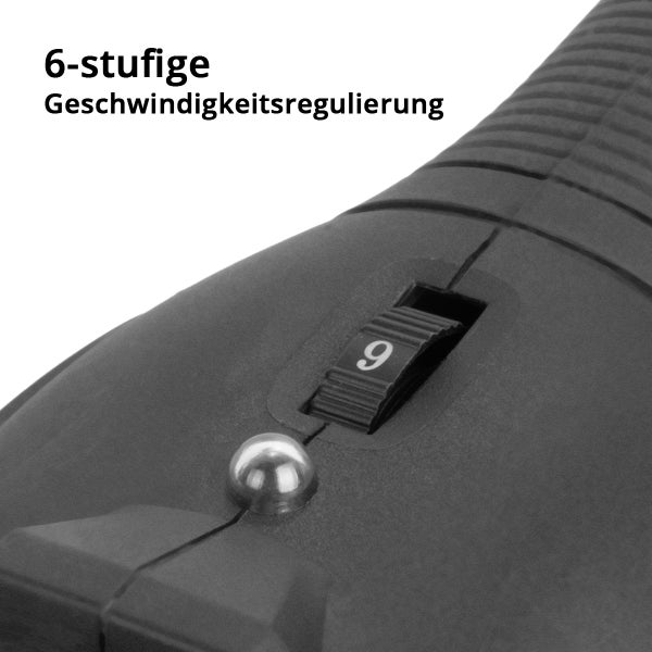 Nahaufnahme einer sechsstufigen Geschwindigkeitsregulierung an einem Werkzeug