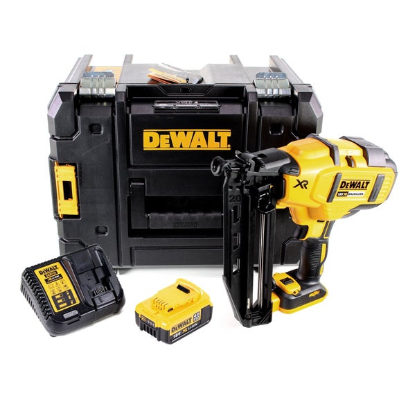 DeWalt Akku-Nagler 18V XR Brushless Set mit Akku, Ladegerät und TSTAK-Koffer.