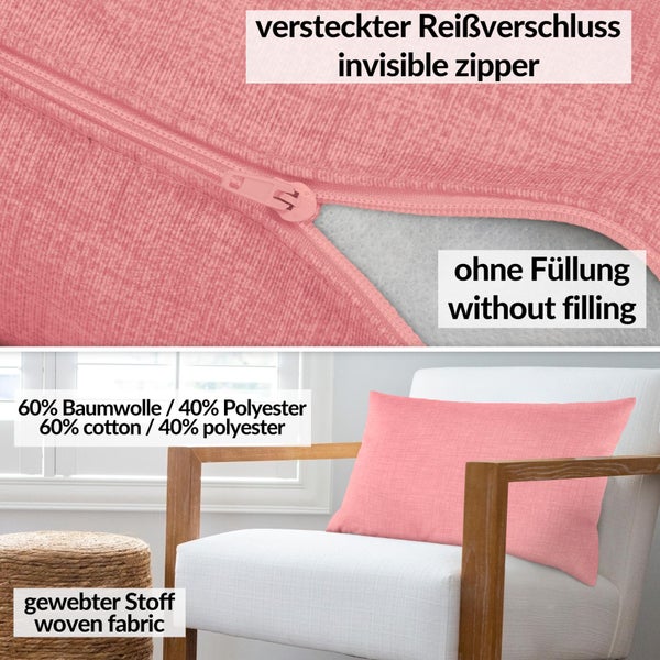 Kissenhülle Leinenoptik 30x50cm ohne Füllung Pink