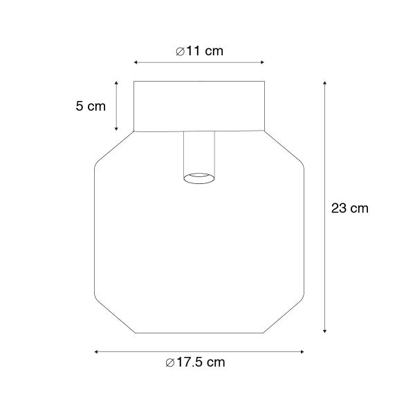 Technische Zeichnung einer Lampe mit Maßangaben