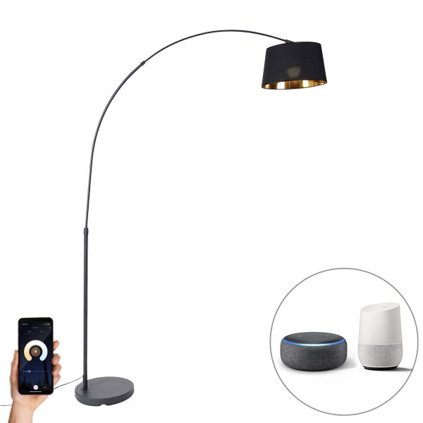 Smarte Bogenlampe schwarz mit Gold inkl. Wifi A60 - Arc Basic