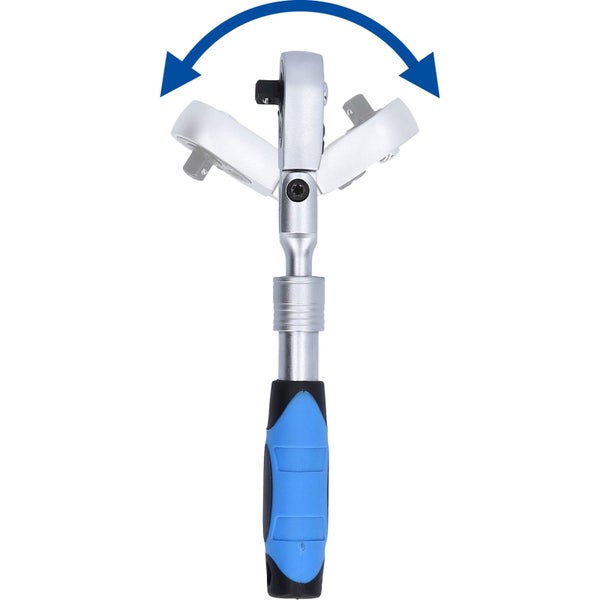 Umschaltknarre mit flexiblem Kopf und Teleskopstiel