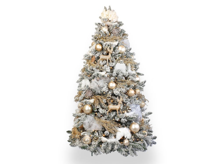 LAALU Set Weihnachtsdekoration 6 Stück: Dekorationen rund Creme Mix 10 cm