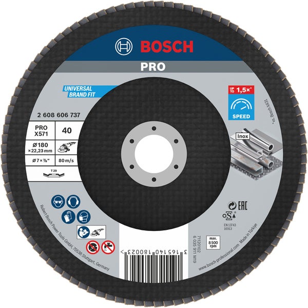 Bosch PRO X571 Fächerschleifscheibe 180 mm G40 - 2608606737