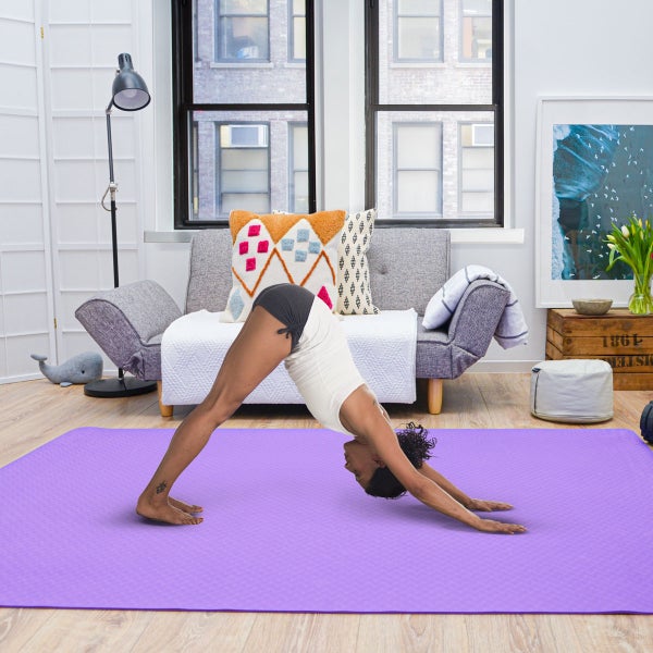 200x116 XXL Fitnessmatte - Rutschfest  - 6mm Extra Breite Yogamatte Aubergine
