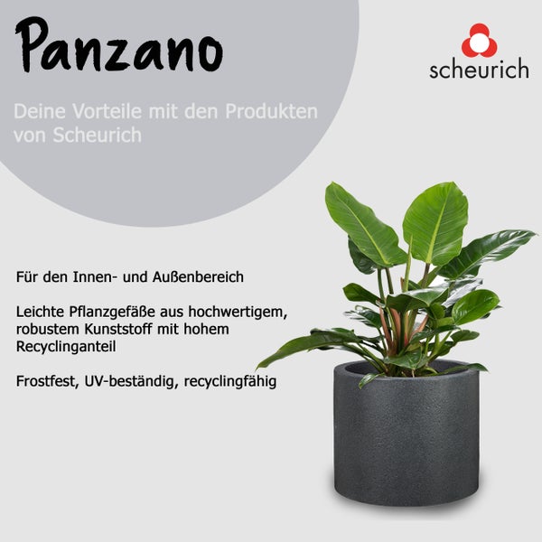 Scheurich Panzano 30, Pflanzgefäß/Blumentopf/Pflanzkübel, rund,  aus Kunststoff Farbe: Schwarz-Granit, 28,8 cm Durchmesser, 24,3 cm hoch, 14 l Vol.