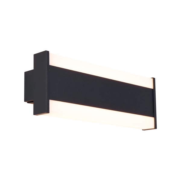 Moderne rechteckige LED Wandleuchte für außen in Schwarz mit Lichtaustritt nach oben und unten.