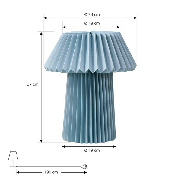 Lindby Tischlampe Magali in Blau aus Papier (1 flammig, E14) - Tischleuchte Schreibtischlampe Nachttischlampe Wohnzimmerleuchte