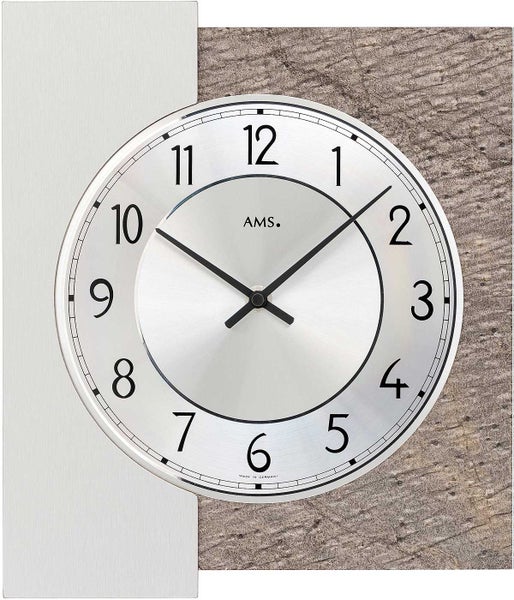 AMS 9580 Wanduhr modern Holz 25 cm x 29 cm x 5 cm