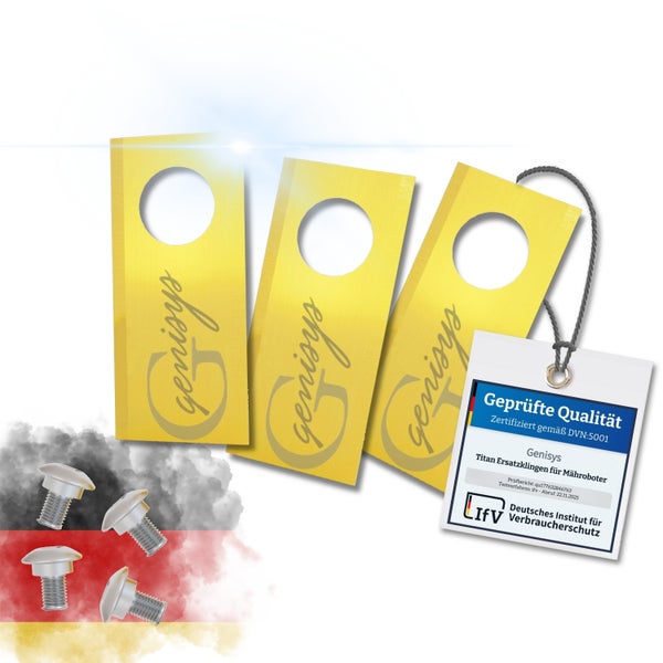 Genisys Titan Ersatzklingen für Mähroboter mit Qualitätsprüfung und Schrauben