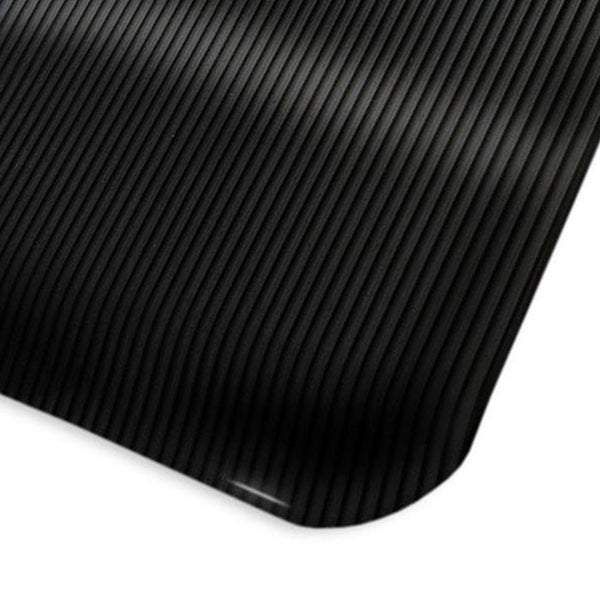 FLOORDIREKT Anti-Ermüdungsmatte - Heavy-Duty Ripp - Doppellagig - Stehmatte für den Arbeitsplatz - Schwarz - 90 x 150 cm