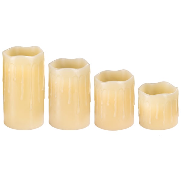 2er-Set aus 4 LED-Kerzen tectake  Echtwachskerzen in abgestufter Höhe inklusive Fernbedienung