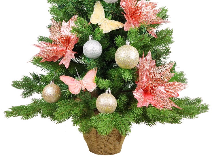 Geschmückter künstlicher Weihnachtsbaum POMPADURKA 60 cm mit LED-BELEUCHTUNG IM TOPF