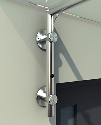 Glaswerk-Westfalen (3L) 200x90 cm Klarglas Glasvordach inkl. Edelstahlhalter gebürstet