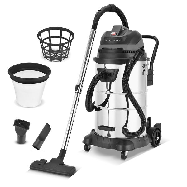 Mehrzwecksauger mit Zubehör wie Filter, Bürsten und Düsen.