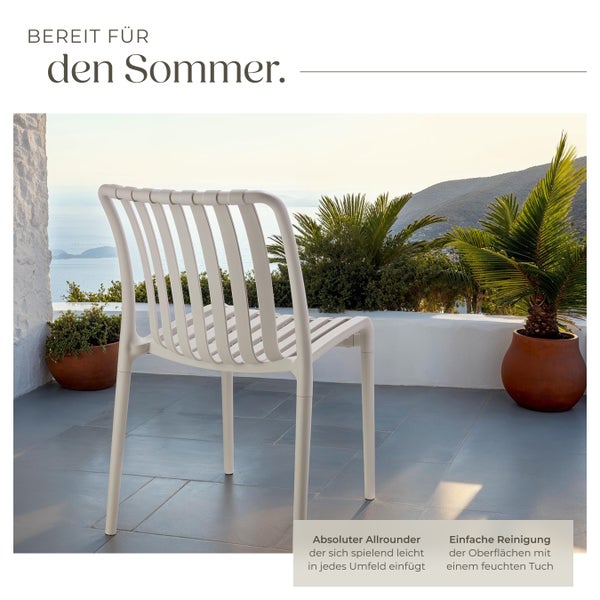 Gartenstühle tectake Alcudia 47 x 58 x 80,5 cm, Belastbarkeit 110 kg wetterfest und UV-beständig taupe