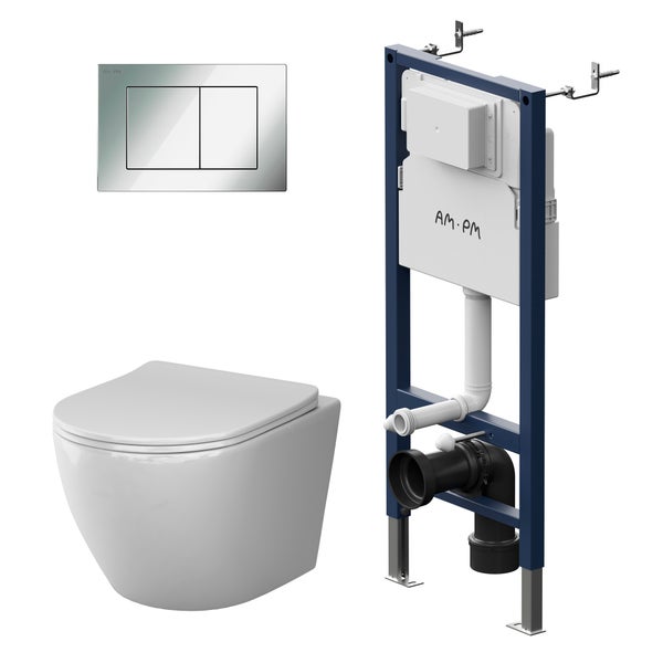 Wand-Tiefspül-WC mit Betätigungsplatte und Vorwandelement