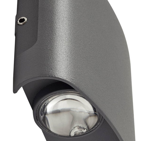 Lindby LED Wandleuchte außen Ithan (spritzwassergeschützt (Modern) in Alu aus Aluminium (2 flammig, ) - Außenwandleuchten Wandlampe Led Außenlampe Outdoor für Außenwand/Hauswand