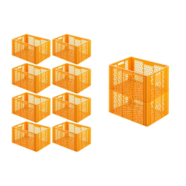 PROREGAL SparSet 10 x Eurobehälter Bäcker- und Konditorenkasten HxBxT 34,9 x 40 x 60 70 Liter Gelb-Orange Brötchenkiste Sstapelbare Bäckerkiste