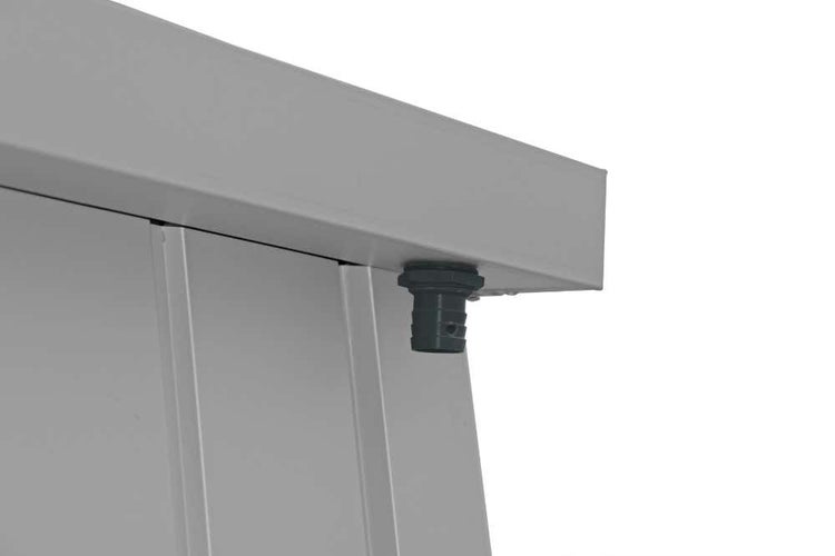 Grauer Festool Werkzeugkasten Systainer aus Kunststoff mit ausklappbaren Fächern und transparenten Deckeln.