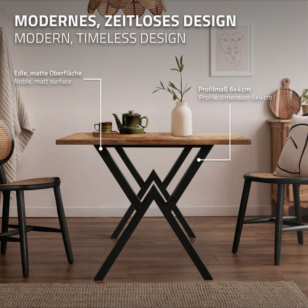 ML-Design 2 Stück Tischbeine 60xH72cm, Tischkufen X-Form, aus Stahl pulverbeschichtet, Schwarz, Industriedesign, Kufengestell für Esstisch/Schreibtisch, Tischgestell, Metall Möbelfüße für DIY-Projekte
